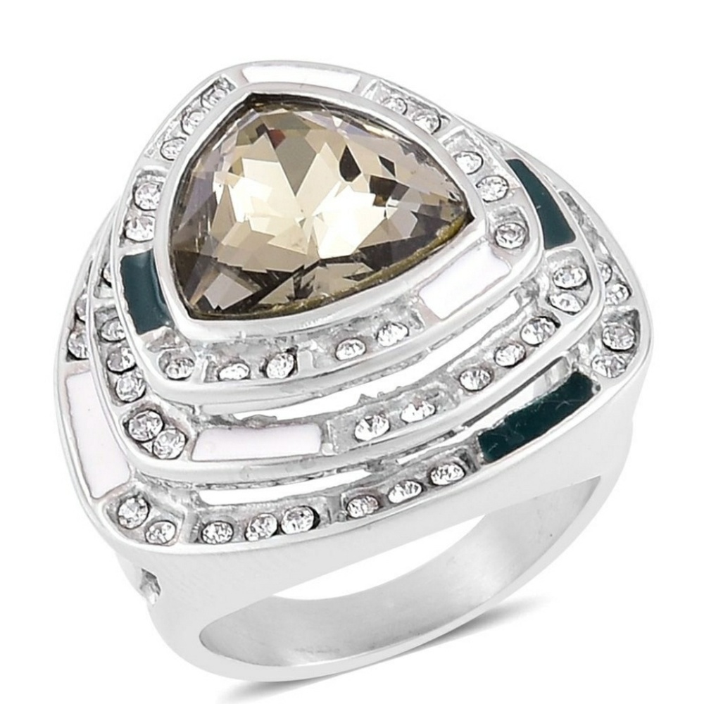 Austrian Crystal Enameled Stainless Steel sz 8